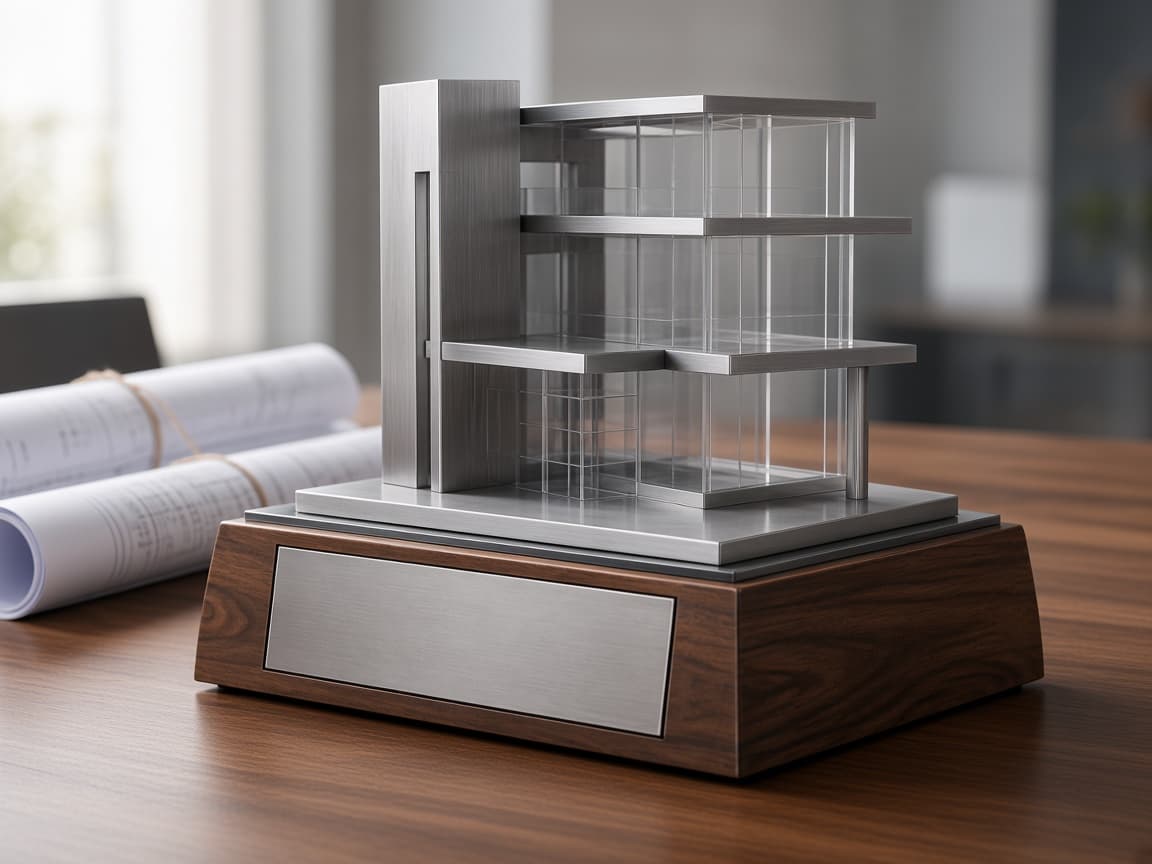 Project Completion Plaque design concept in a presentation setting